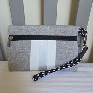 Karma Gray Neoprene Wristlet Clutch with Reflective Stripe EUC